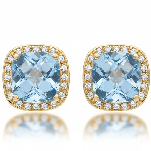 [P6632] PENDIENTES ORO 18KL CIRCONITAS + PIEDRA COLOR