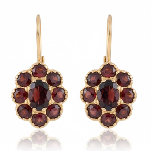 [P6643] PENDIENTES ORO 18KL GRANATE
