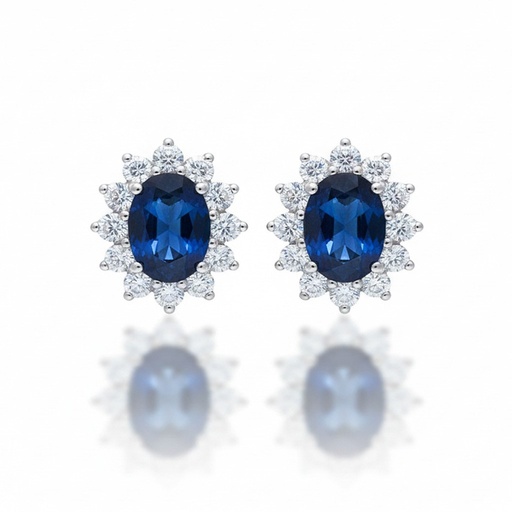 [P6659] PENDIENTES ORO BLANCO 18KL ZAFIROS FINOS
