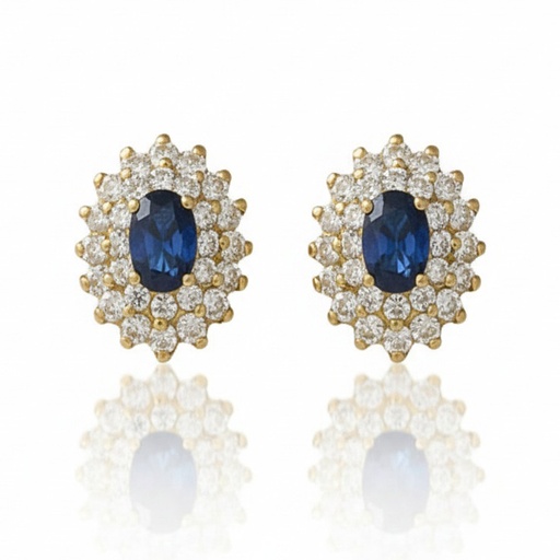 [P6686] PENDIENTES ORO 18KL ZAFIROS FINOS
