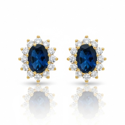 [P6694] PENDIENTES ORO 18KL ZAFIROS FINOS