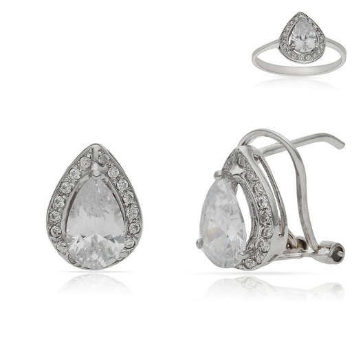 [P6717] PENDIENTES ORO BLANCO 18KL CIRCONITAS