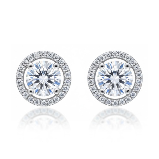 [P6724] PENDIENTES ORO BLANCO 18KL CIRCONITAS