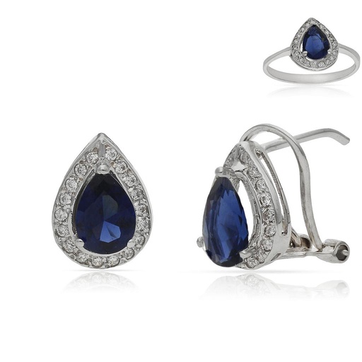 [P6725] PENDIENTES ORO BLANCO 18KL CRISOPAL AZUL