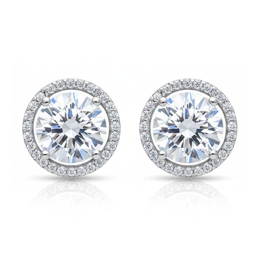[P6729] PENDIENTES ORO BLANCO 18KL CIRCONITAS