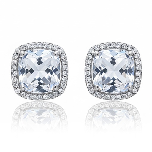 [P6732] PENDIENTES ORO BLANCO 18KL CIRCONITAS