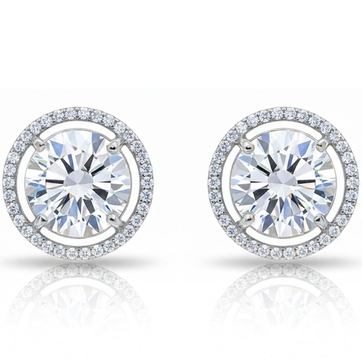 [P6760] PENDIENTES ORO BLANCO 18KL CIRCONITAS