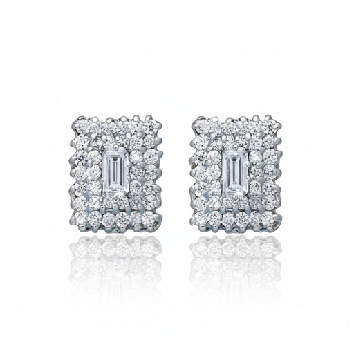 [P6763] PENDIENTES ORO BLANCO 18KL CIRCONITAS