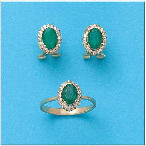 [P6764] PENDIENTES ORO 18KL ESMERALDAS FINAS