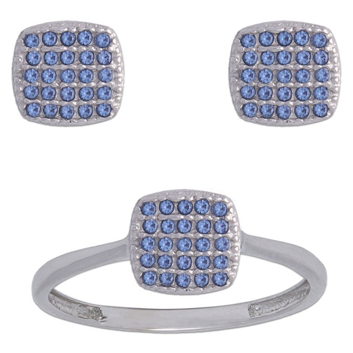 [P6776] PENDIENTES ORO BLANCO 18KL COLOR AZUL 