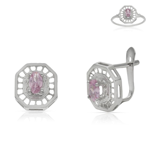 [P6808] PENDIENTES ORO BLANCO 18KL ROSA