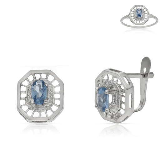 [P6809] PENDIENTES ORO BLANCO 18KL AZUL