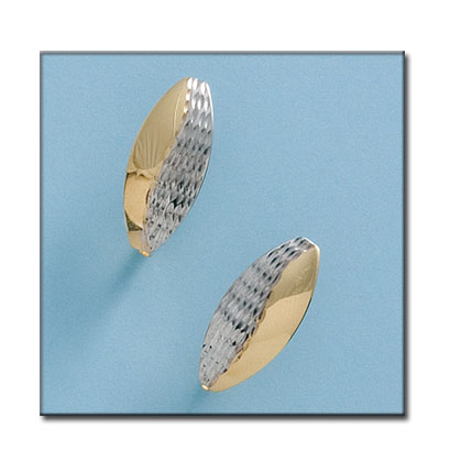 [P717] PENDIENTES ORO 18KL BICOLOR TALLADOS