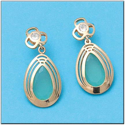 [P733] PENDIENTES ORO 18KL VERDE CIRCONITAS