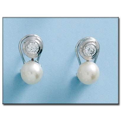 [P734] PENDIENTES ORO BLANCO 18KL PERLAS 