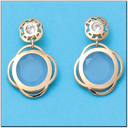 [P735] PENDIENTES ORO 18KL AZUL CIRCONITAS