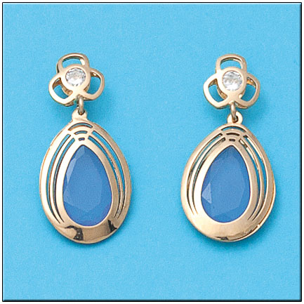 [P736] PENDIENTES ORO 18KL AZUL CIRCONITAS