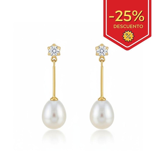 [P749] PENDIENTES EN ORO DE 18KL CON PERLAS