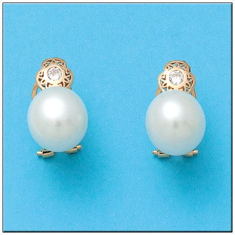 [P781] PENDIENTES ORO 18KL PERLAS CIRCONITAS