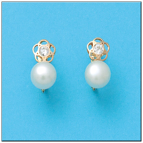 [P783] PENDIENTES ORO 18KL PERLAS CIRCONITAS