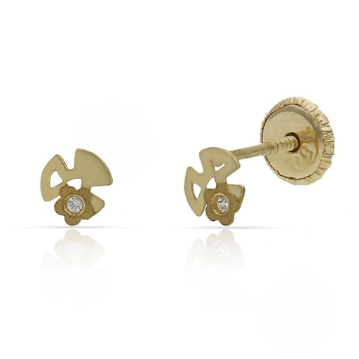 [P786] PENDIENTES ORO 18KL TREBOL