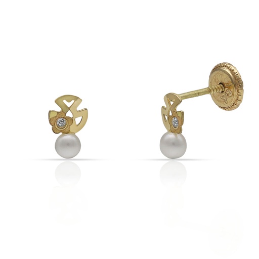 [P791] PENDIENTE ORO 18KL TREBOL
