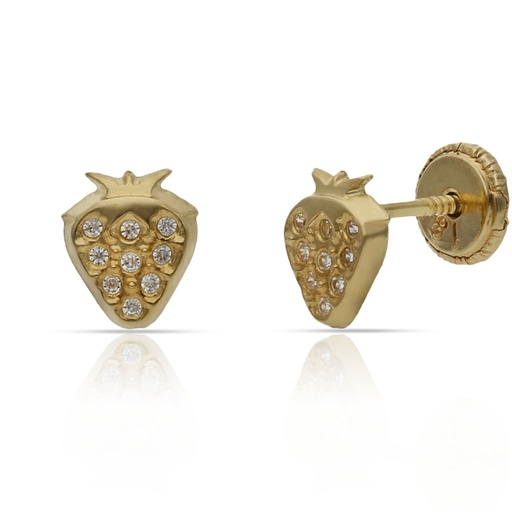 [P808] PENDIENTES ORO 18KL FRESAS