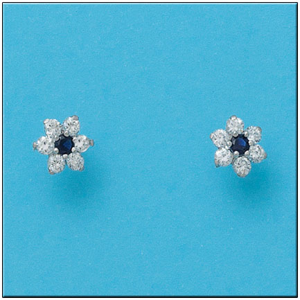 [P819] PENDIENTES ORO BLANCO 18KL ROSETON