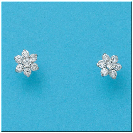 [P821] PENDIENTES ORO BLANCO 18KL ROSETON