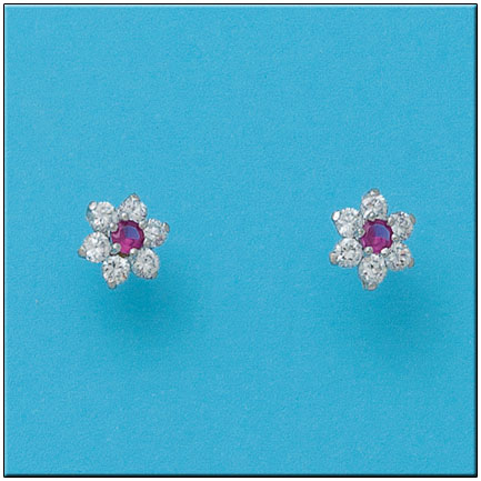 [P822] PENDIENTES ORO BLANCO 18KL ROSETON