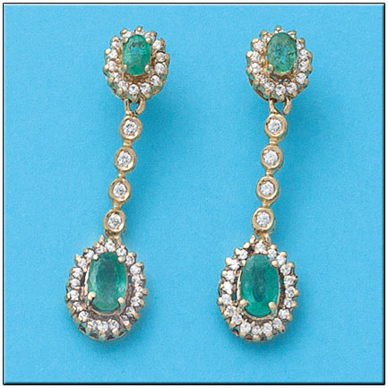 [P848] PENDIENTES ORO 18KL ESMERALDA FINA