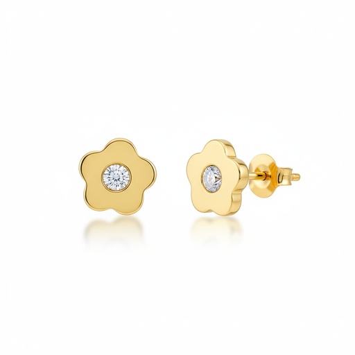 [P855] PENDIENTES ORO 18KL FLOR