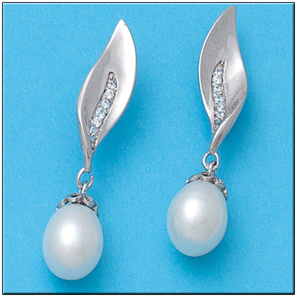 [P859] PENDIENTES ORO BLANCO 18KL PERLAS CULTIVADAS