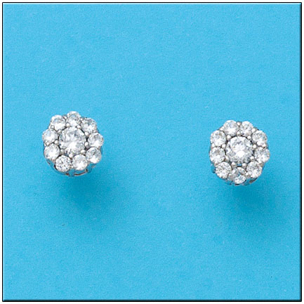 [P869] PENDIENTES ORO BLANCO 18KL CIRCONITAS