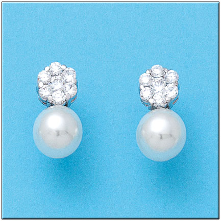 [P872] PENDIENTES ORO BLANCO 18KL 