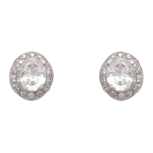 [P879] PENDIENTES ORO BLANCO 18KL OVAL