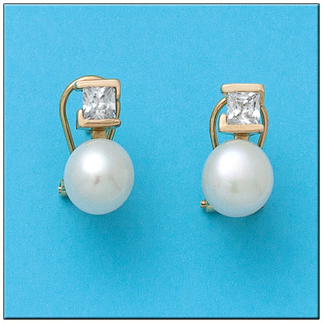 [P896] PENDIENTES ORO 18KL PERLAS CIRCONITAS