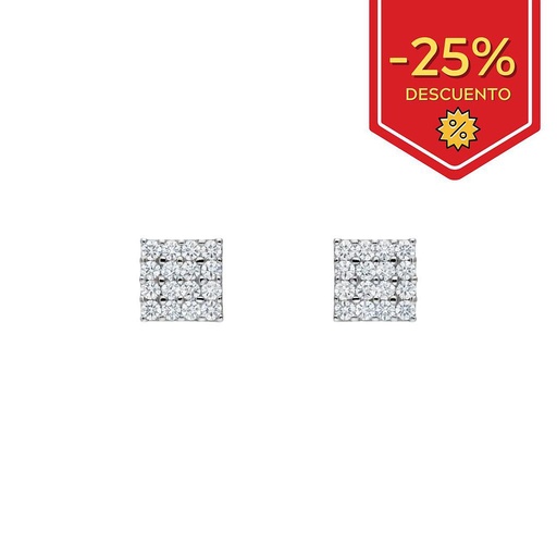 [P906] PENDIENTES ORO BLANCO 18KL CUADRADO