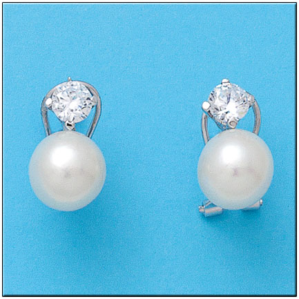 [P907] PENDIENTES ORO 18KL CIRCONITAS PERLAS