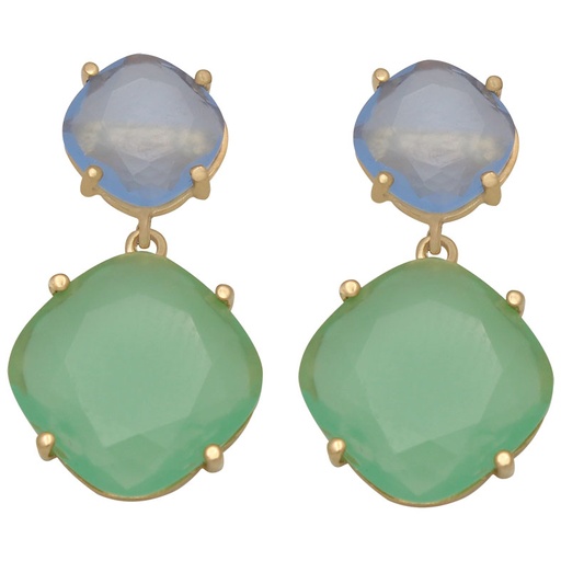 [P915] PENDIENTES ORO 18KL AZULES - VERDES