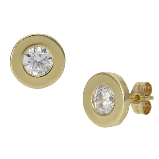 [P970] PENDIENTES ORO 18KL CHATON - 9MM