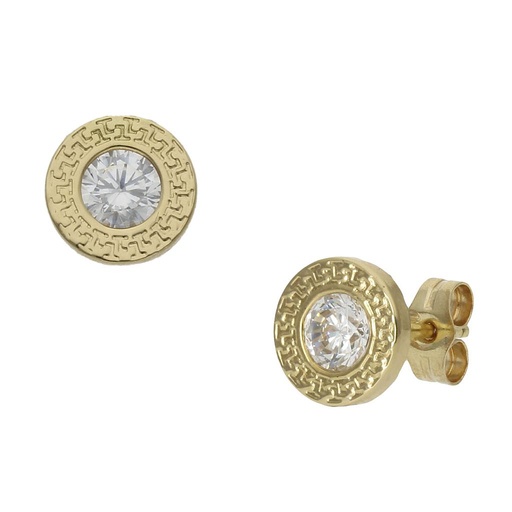 [P975] PENDIENTES ORO 18KL CHATON - 7MM