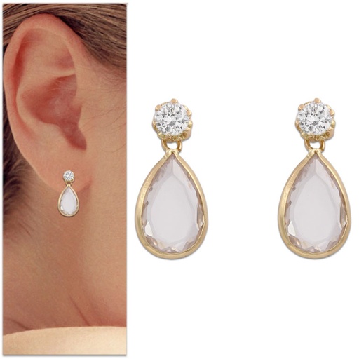 [P985] PENDIENTES ORO 18KL LAGRIMA CIRCONITA