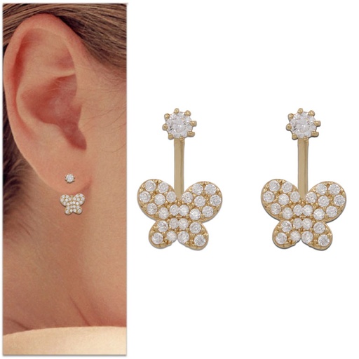 [P993] PENDIENTES ORO 18KL MARIPOSAS CIRCONITAS