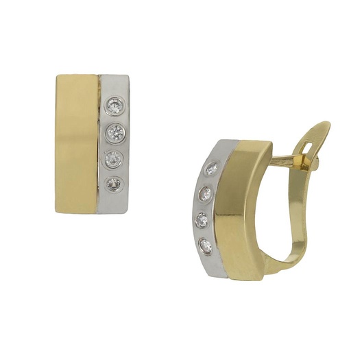 [P997] PENDIENTES ORO 18KL BICOLOR CIRCONITAS