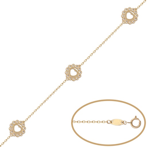 [PU1029] PULSERA ORO 18KL CORAZONES CIRCONITAS