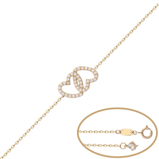 [PU1039] PULSERA ORO 18KL CORAZONES CIRCONITAS
