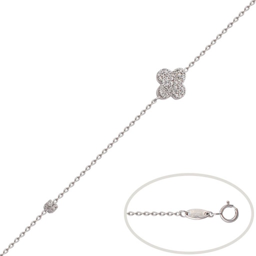 [PU1113] PULSERA ORO BLANCO 18KL FLOR CIRCONITAS