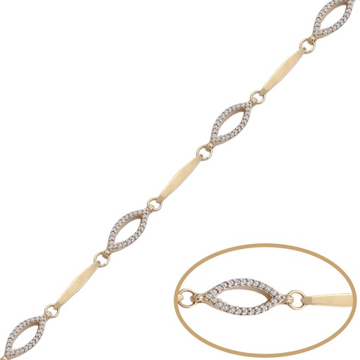 [PU1191] PULSERA ORO 18KL OVAL CIRCONITAS