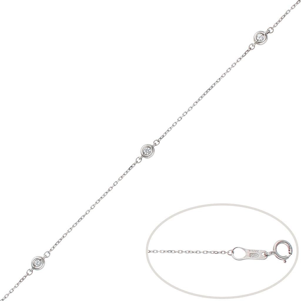 PULSERA ORO BLANCO 18KL CHATONES - 3.50MM
